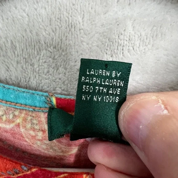 Lauren Ralph Lauren Shirt Womens Large Paisley Short Sleeve Tee Casual - Picture 4 of 8